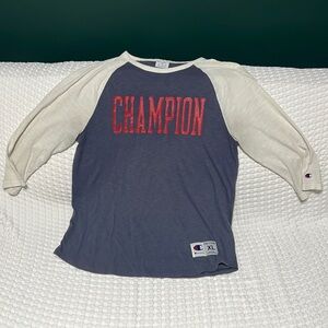 XL Champion shirt. 3/4 length sleeve, baseball style. Perfect condition.